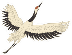 Japanese Crane Bird Isolated On A White Sticker