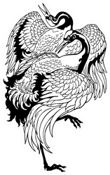 Japanese Crane Dancing Two Birds Tattoo Sticker