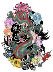 Japanese Old Dragon Sticker