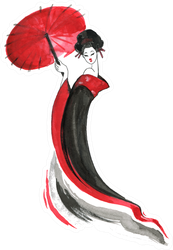 Japanese Watercolor Geisha Sticker