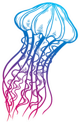 Jellyfish Doodle Illustration In Color Sticker
