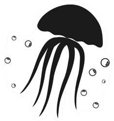 Jellyfish Icon Illustration In Black Sticker