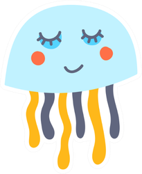 Jellyfish Illustration For Kids Smiling Sticker