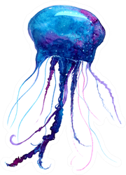 Jellyfish Watercolor Illustration Medusa Painting Sticker