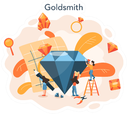 Jeweler And Jewelry Concept Idea Of Creative Profession Sticker