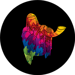 Jewish Blowing The Shofar Horn Colorful Cartoon Sticker
