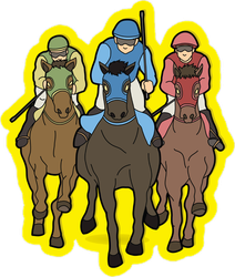 Jockeys Riding Horses Sticker