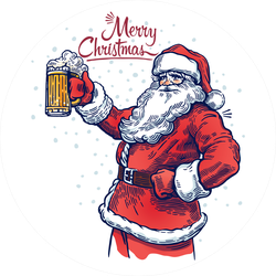 Jolly Santa Claus With A Beer Sticker