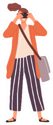 Joyful Woman Taking A Photo Illustration Sticker