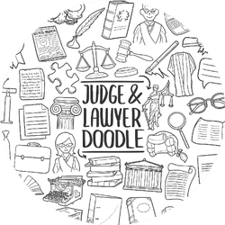 Judge And Lawyer Doodle Icon Set Legal Sticker