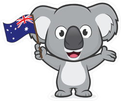 Koala Holding Australian Flag Sticker