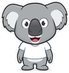 Koala in White T Shirt Sticker