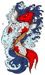Koi Fish With Water Splash Sticker