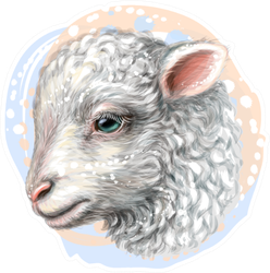 Lamb Artistic Color Portrait Sticker