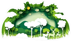 Landscape With Trees and Deer Sticker
