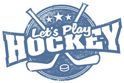 Let's Play Hockey Sport Stamp In Blue Sticker
