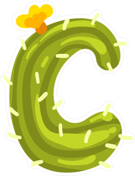 Letter C Cactus Sticker