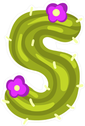 Letter S Blooming Cactus Sticker