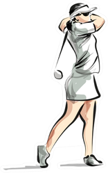Line Sketch Woman Playing Golf Sticker