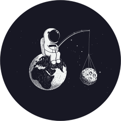 Little Astronaut Fishing for the Moon Sticker