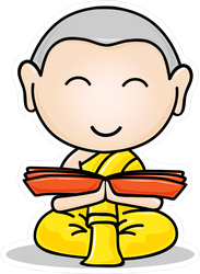 Little Monk Studying Buddha's Teaching Sticker