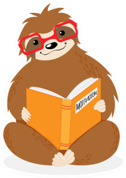 Little Sitting Sloth In Red Glasses Reading Sticker