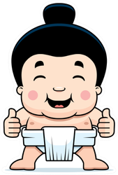 Little Sumo Boy Giving The Thumbs Up Sign Sticker