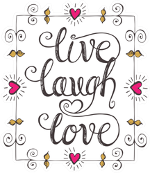 Live Laugh Love Text In Romantic Frame Sticker