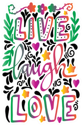 Live, Laugh, Love With Floral Doodle Sticker