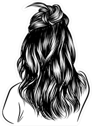 Loose Curly Long Black Hair Illustration Sticker