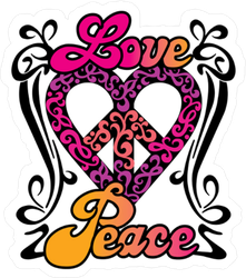 Love and Peace Retro Sticker