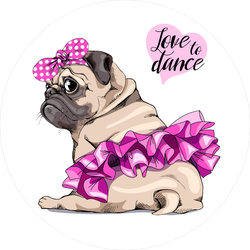 Love To Dance Pug Tutu Sticker