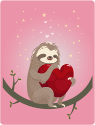 Loving Sloth In Tree With Heart Sticker