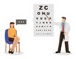 Male Ophthalmology Doctor In Uniform Pointing To An Eye Chart Sticker