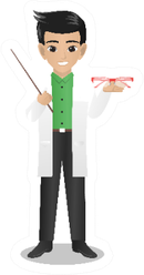 Male Optician Holding Eyeglasses Cartoon Sticker