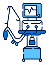 Medical Ventilator Line Color Icon Sticker
