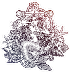 Mermaid with Anchor and Seashells Sticker