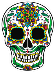 Mexican Sugar Skull With Colorful Floral Pattern Sticker
