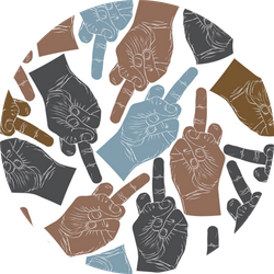 Middle Finger Hands Pattern Sticker