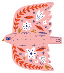 Modern Folk Tribal Boho Patterned Pink Bird Sticker