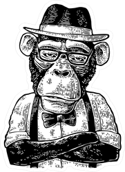 Monkey Hipster Sticker