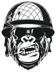 Monkey Soldier With A Cigarette Sticker