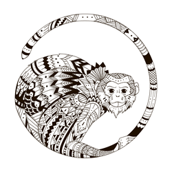 Monkey Zentangl Sticker