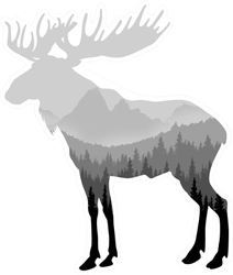 Moose Silhouette With Drawn Forest Sticker