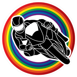 Motorcycle Racing Through Rainbow Sticker