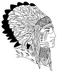 Native American In Zentangle Style Sticker