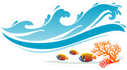 Ocean Waves and Fish Sticker