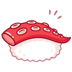Octopus Tentacle On Rice Ball Sushi Sticker