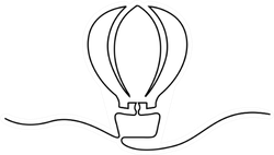 One Line Style Air Balloon Illustration Sticker