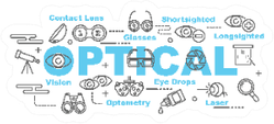 Optical Banner Line Art Icons Sticker